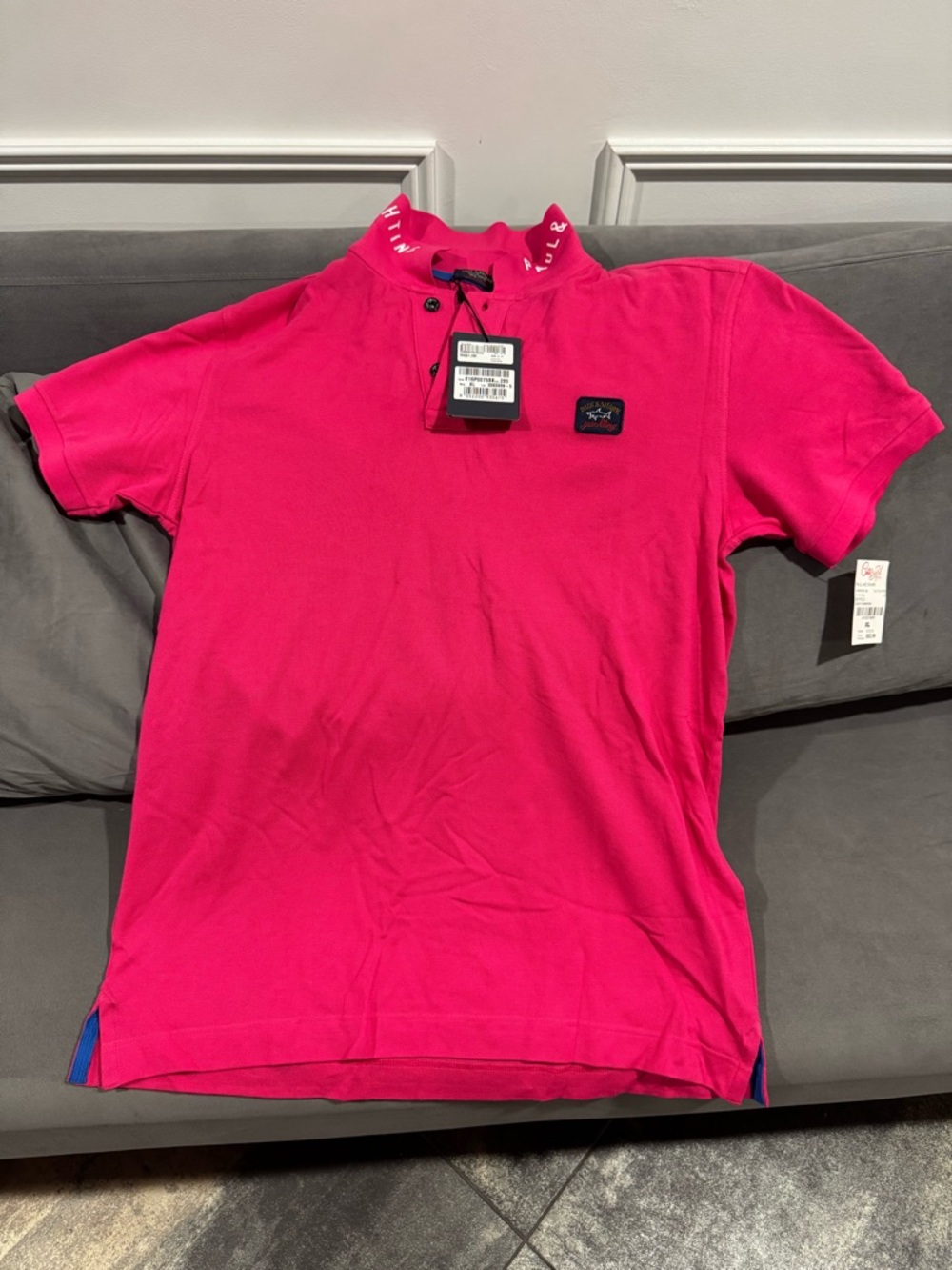 Paul & Shark Hot Pink Polo with Logo Patch. Men’s XL